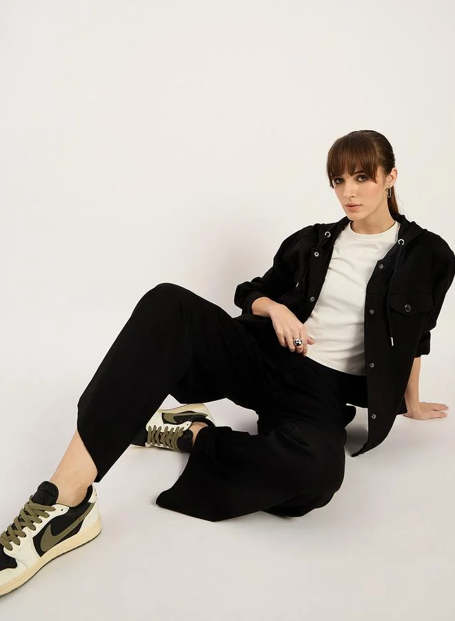 Femmella Black Wide Leg Trackpant