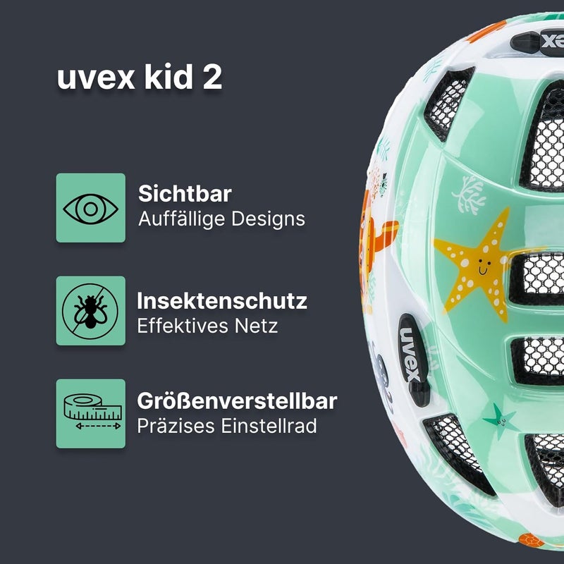 UVEX Kid 2 CC Helmet – Underwater Design – Size S/M (46-52 cm) – In-Mold Construction – Lightweight – Toddler Bike Safety - Image 2