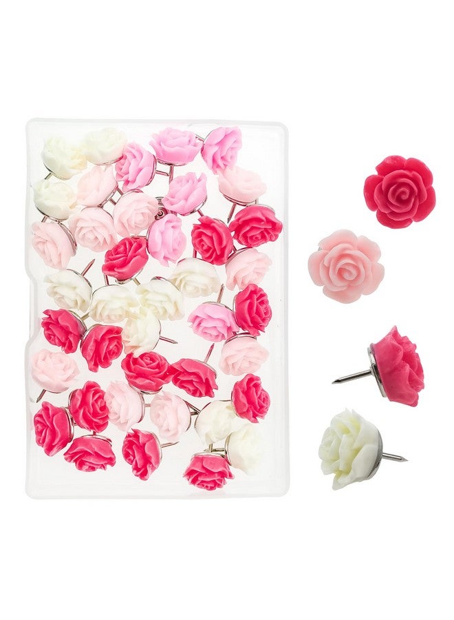 DonLeeving 40 PCS Decorative Push Pins with Case, Cute Flower Push Pins for Cork Board, Cute Thumb Tacks and Push Pins for Bulletin Board, Thumbtacks Pins Office Cubicle Decor Accessorie Supplies for Women (Styl - Image 1
