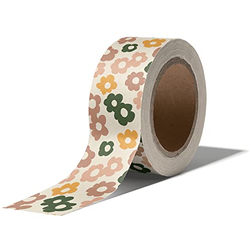 Impack Water Activated Tape - Packing Tapes for Sealing Boxes and Cartons - Gummed Tapes for Mail Boxes or Gift Boxes - Biodegradable Paper Shipping Tape for Small Business (Daisy Multi - 50 Meters) - Image 1