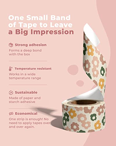 Impack Water Activated Tape - Packing Tapes for Sealing Boxes and Cartons - Gummed Tapes for Mail Boxes or Gift Boxes - Biodegradable Paper Shipping Tape for Small Business (Daisy Multi - 50 Meters) - Image 4