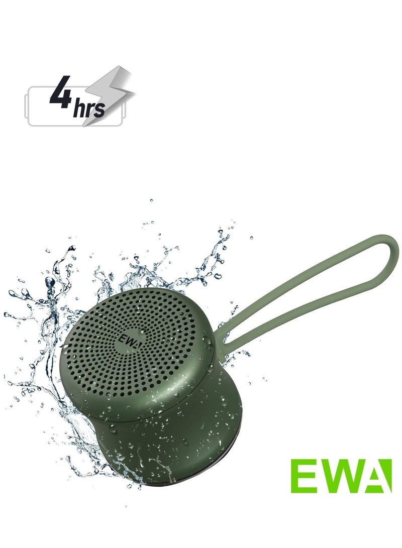 EWA مكبر صوت بلوتوث ميني EWA A119 مع حبل، مكبر صوت صغير مع مشعاع باس، مقاوم للماء IPX7، صغير ولكنه قوي، مكبر صوت معدني محمول لطيف للغاية للمنزل، المكتب، السفر، والأنشطة الخارجية (أخضر) - Image 1