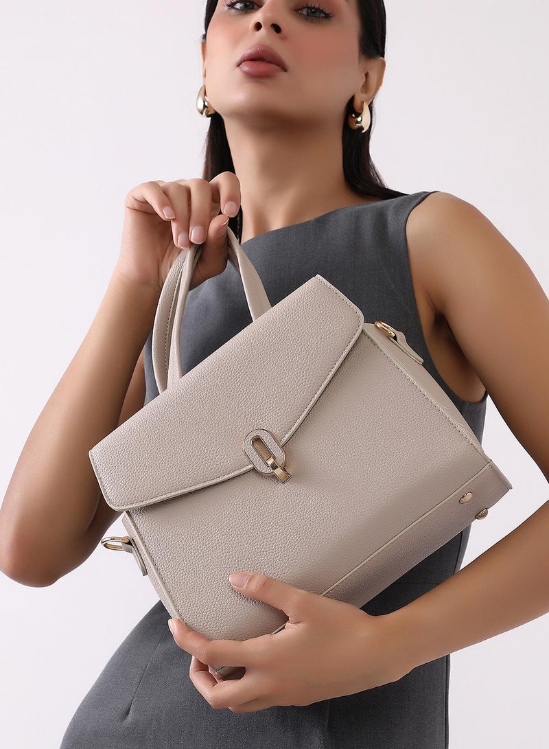 Haute Sauce Solid Interlock Regular Vegan Leather Hand Bag For Women  - Image 2