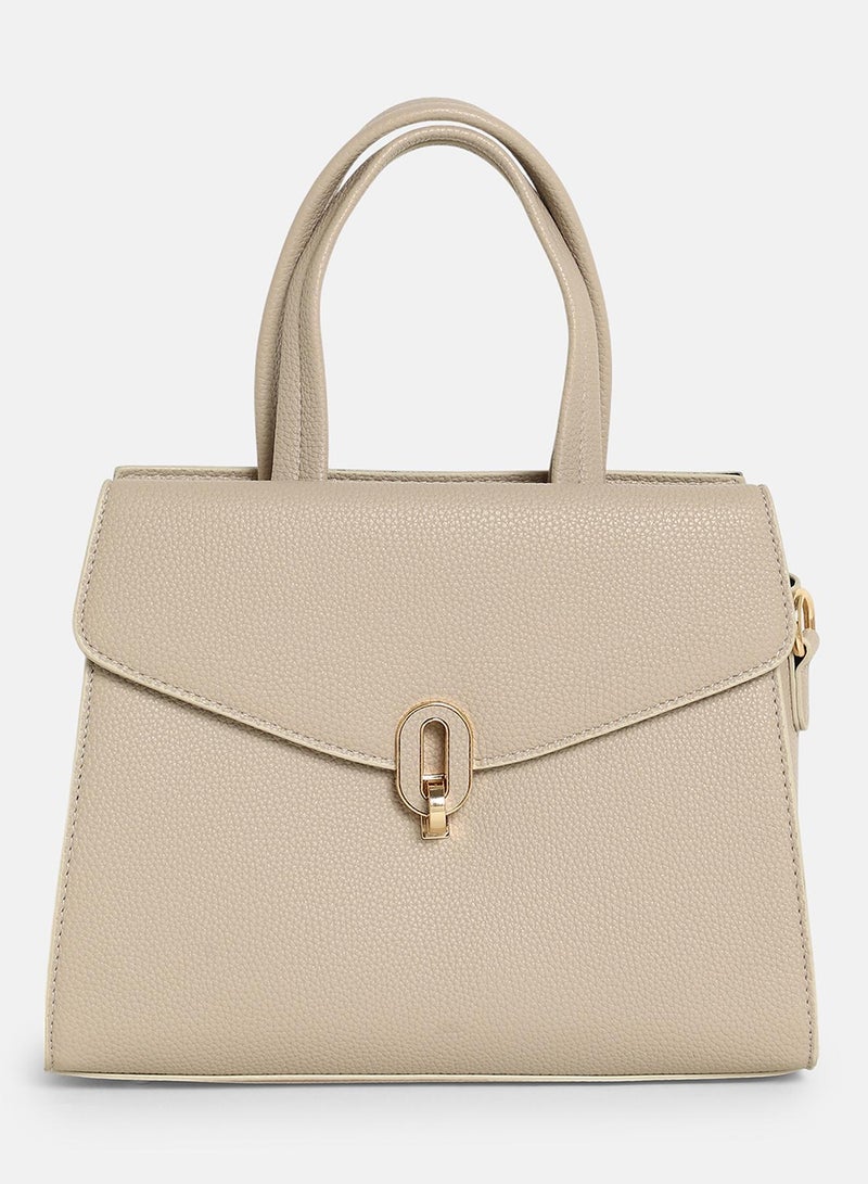 Haute Sauce Solid Interlock Regular Vegan Leather Hand Bag For Women  - Image 5