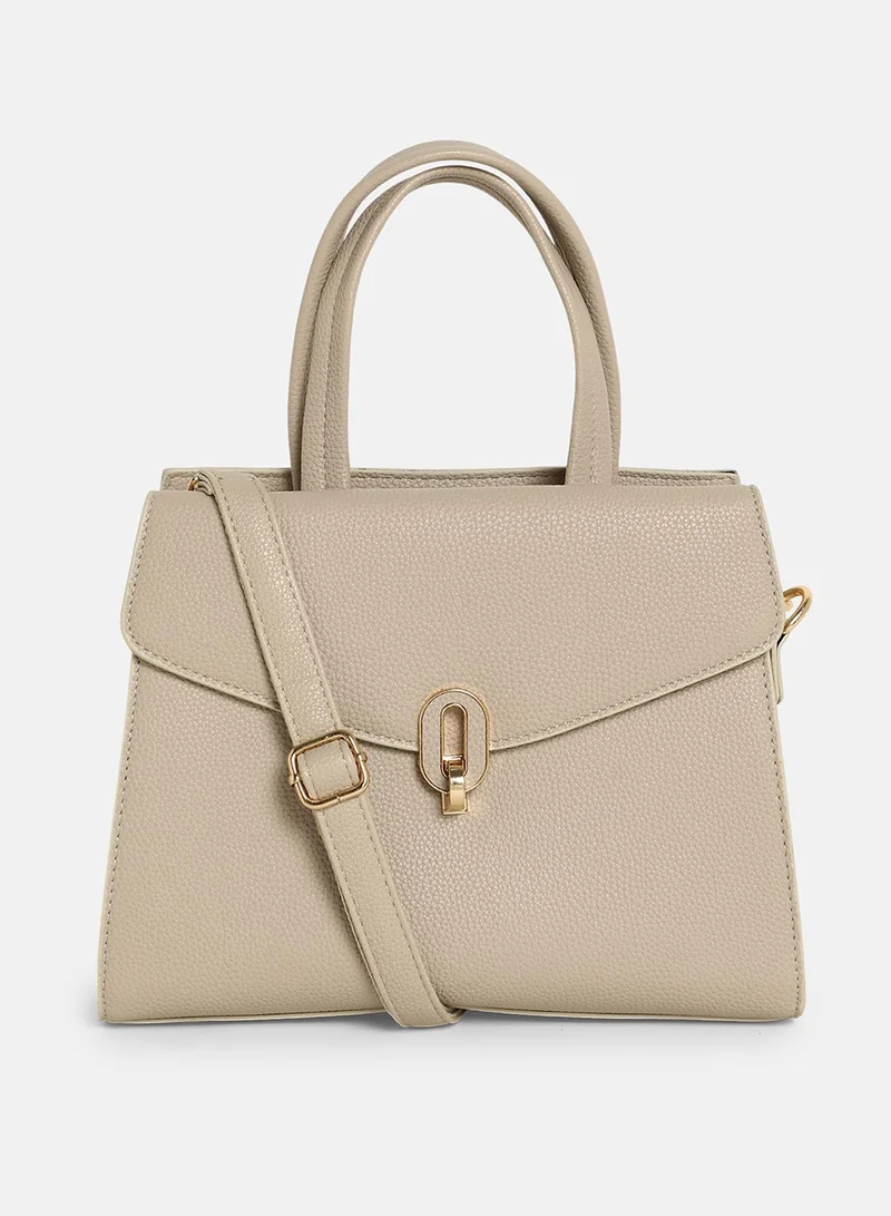 Haute Sauce Solid Interlock Regular Vegan Leather Hand Bag For Women