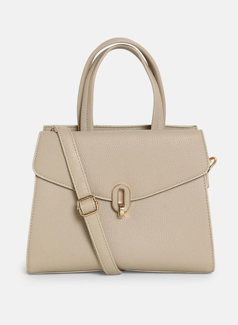Haute Sauce Solid Interlock Regular Vegan Leather Hand Bag For Women  - Image 4