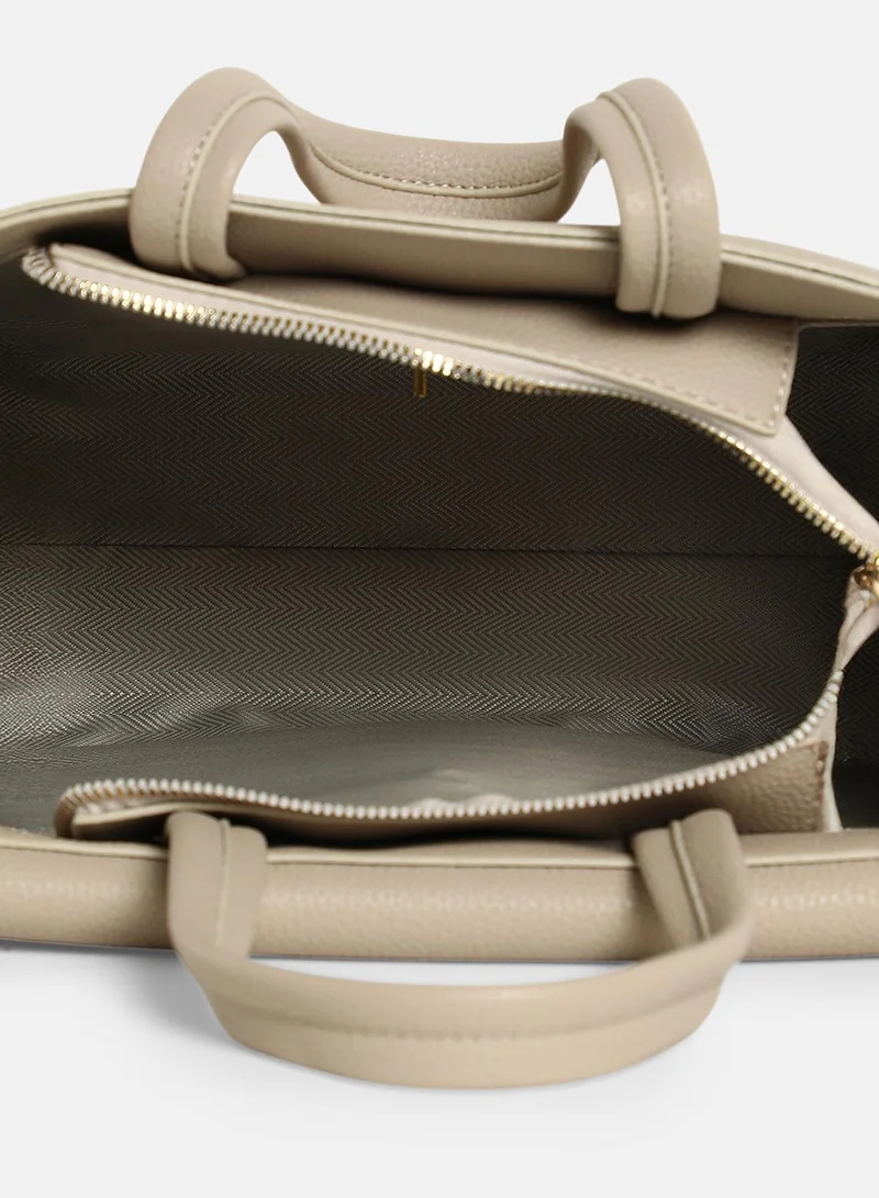 Haute Sauce Solid Interlock Regular Vegan Leather Hand Bag For Women