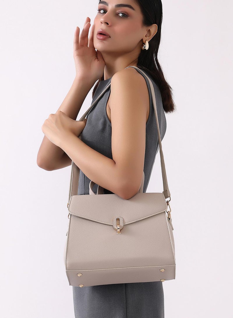 Haute Sauce Solid Interlock Regular Vegan Leather Hand Bag For Women  - Image 3