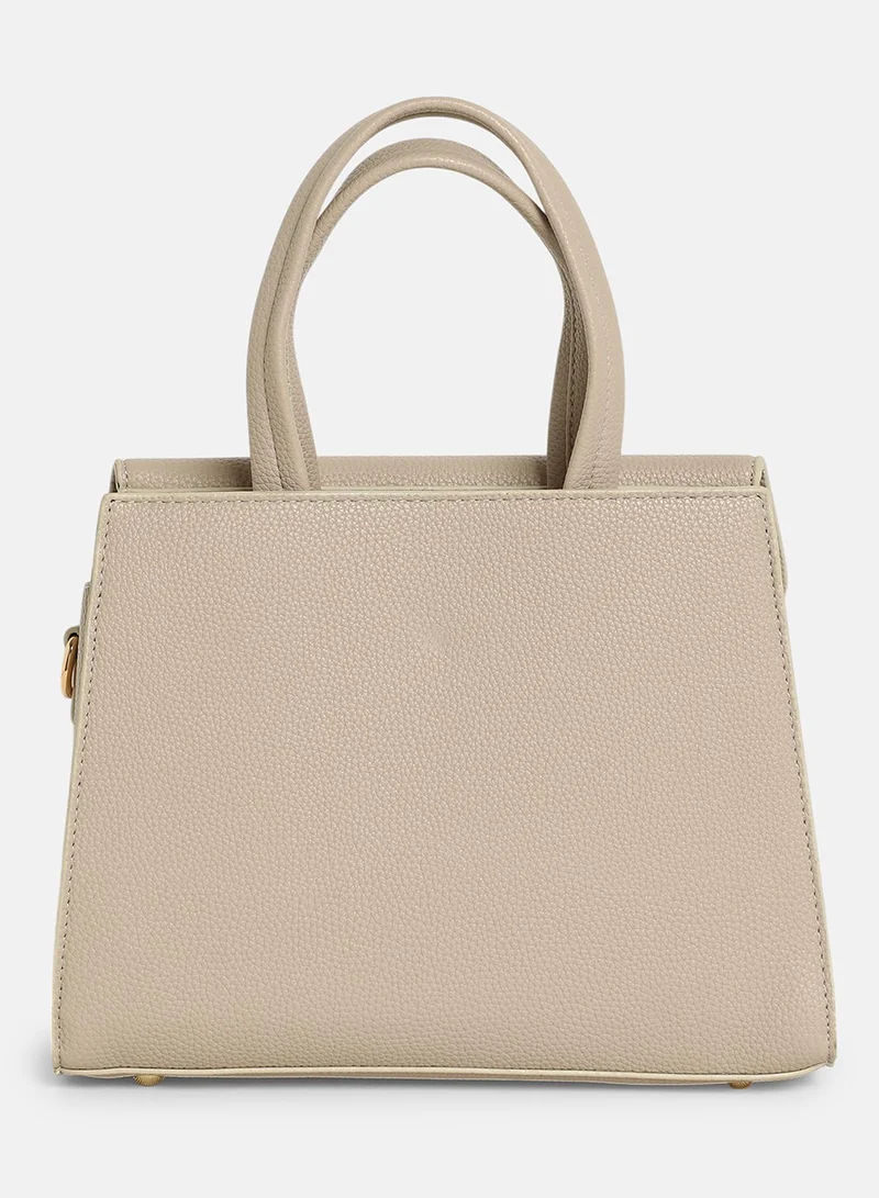 Haute Sauce Solid Interlock Regular Vegan Leather Hand Bag For Women