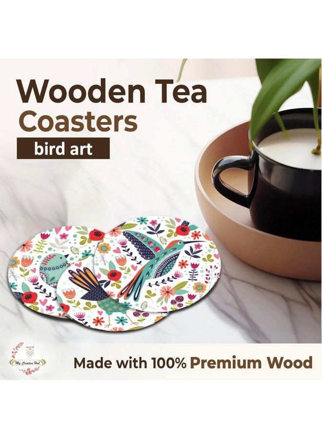 MY CREATIVE HUT My Creative Hut Tea Coasters Set of 6, Beautiful Design with Stand for Tea Cups, Coffee Mugs, and Glasses, Ideal for Gifting (Birds Art) - Image 3