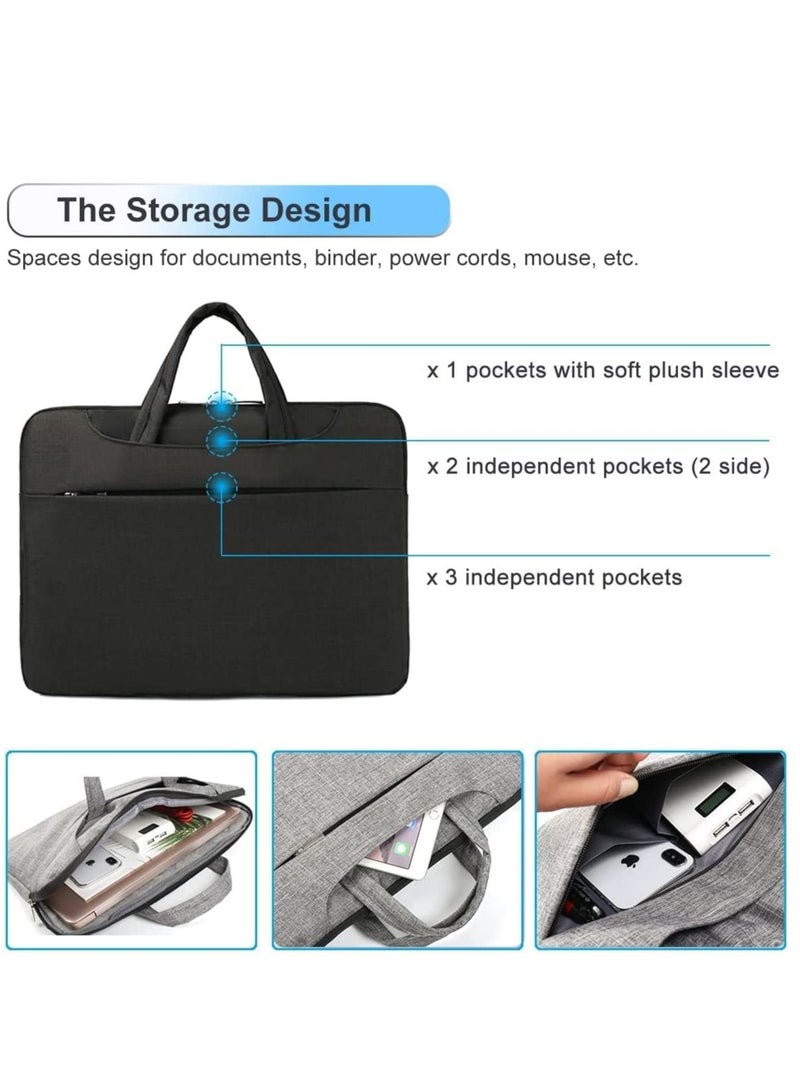 هينغ حقيبة كمبيوتر محمول متعددة الأقسام مقاس 14 بوصة مقاومة للماء والغبار وحقيبة حمل واقية محمولة مقاومة للصدمات من البوليستر فائقة النحافة وخفيفة الوزن لجهاز ماك بوك إير برو إتش بي ديل لينوفو | لون كريمي - Image 2