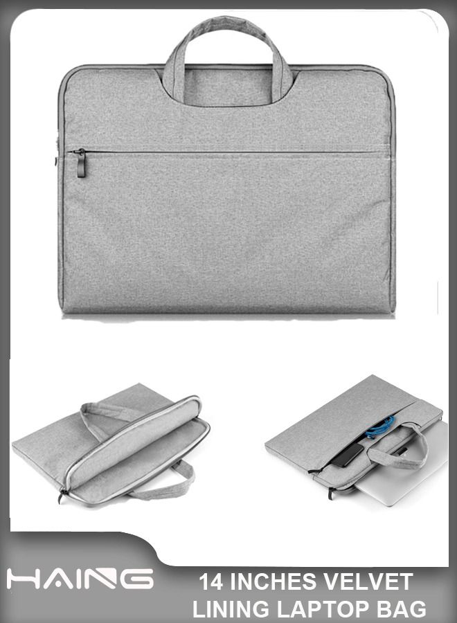 هينغ حقيبة كمبيوتر محمول متعددة الأقسام مقاس 14 بوصة مقاومة للماء والغبار وحقيبة حمل واقية محمولة مقاومة للصدمات من البوليستر فائقة النحافة وخفيفة الوزن لجهاز ماك بوك إير برو إتش بي ديل لينوفو | لون كريمي - Image 1