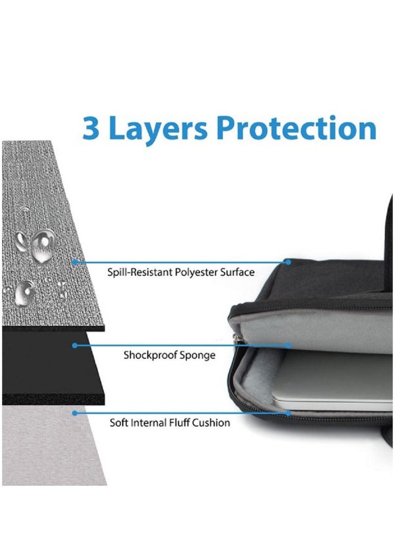هينغ حقيبة كمبيوتر محمول متعددة الأقسام مقاس 14 بوصة مقاومة للماء والغبار وحقيبة حمل واقية محمولة مقاومة للصدمات من البوليستر فائقة النحافة وخفيفة الوزن لجهاز ماك بوك إير برو إتش بي ديل لينوفو | لون كريمي - Image 3