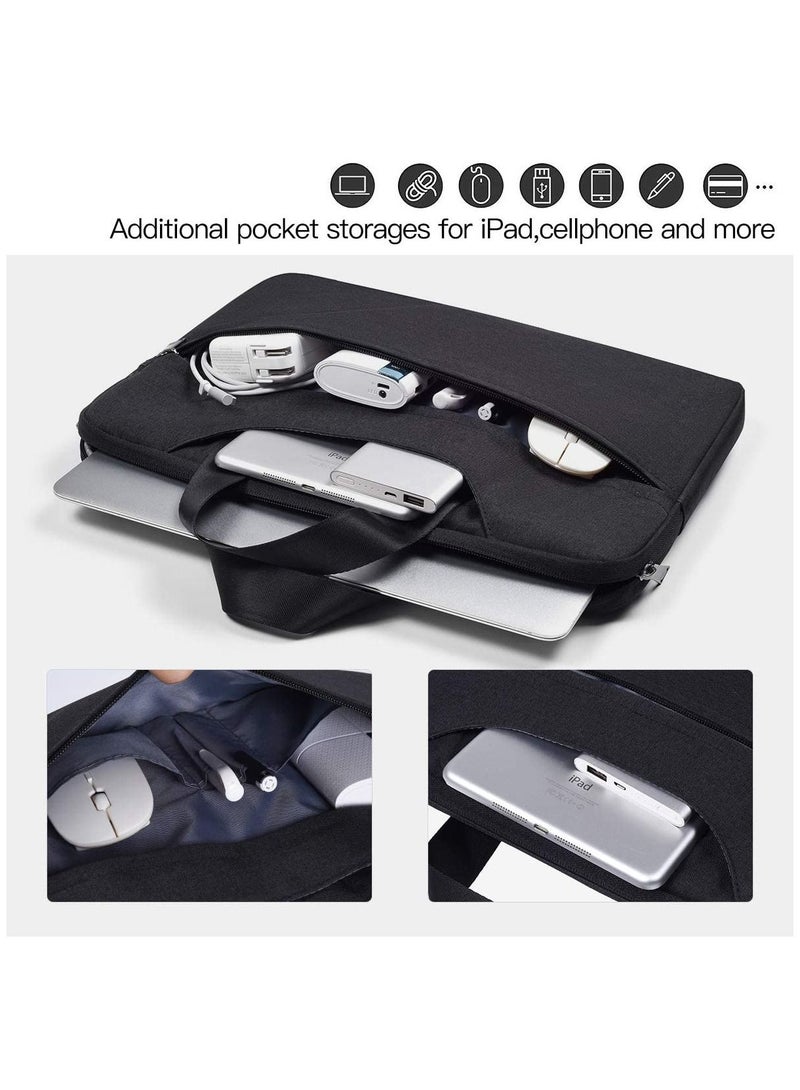 هينغ حقيبة كمبيوتر محمول متعددة الأقسام مقاس 14 بوصة مقاومة للماء والغبار وحقيبة حمل واقية محمولة مقاومة للصدمات من البوليستر فائقة النحافة وخفيفة الوزن لجهاز ماك بوك إير برو إتش بي ديل لينوفو | لون كريمي - Image 4