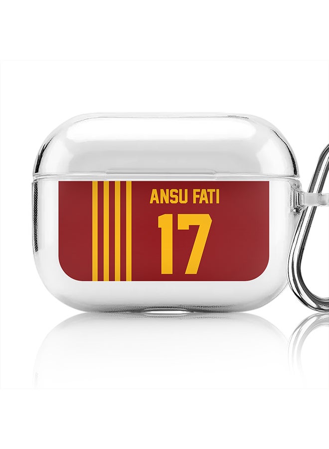 Stylizedd Classic Clear printed Case for Apple Airpods Pro Soft TPU Gel Thin Transparent Flexible Cover [Designed for Apple Airpods Pro] - Football Team - Spain , Player Name - Ansu Fati - Image 1