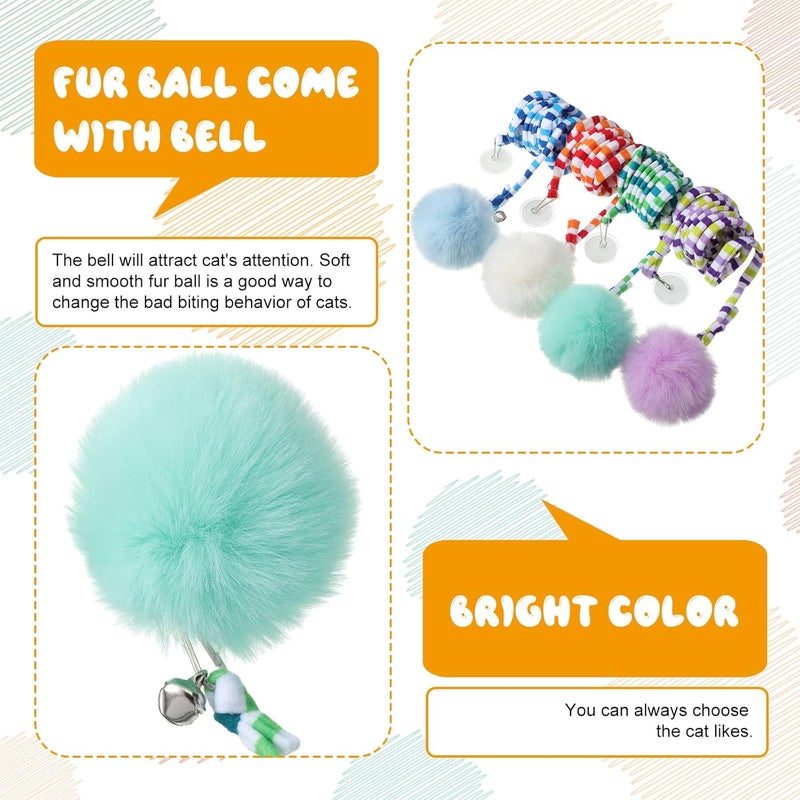 Woanger 4 Pcs Cat Spring Toys Hanging Door Interactive Cat Toys with Bell Long Tail Stretchable Soft Plush Teaser Ball for Kitten Chase Play and Kill Time Gradient - Image 4