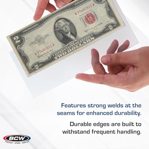 BCW حامل العملات الفاخر من BCW - حامل فواتير عادي (دولار) شبه صلب - يحمل حتى 6.38' x 2.78' - (عبوة من 50) - مستلزمات جمع العملات والنقود - Image 4