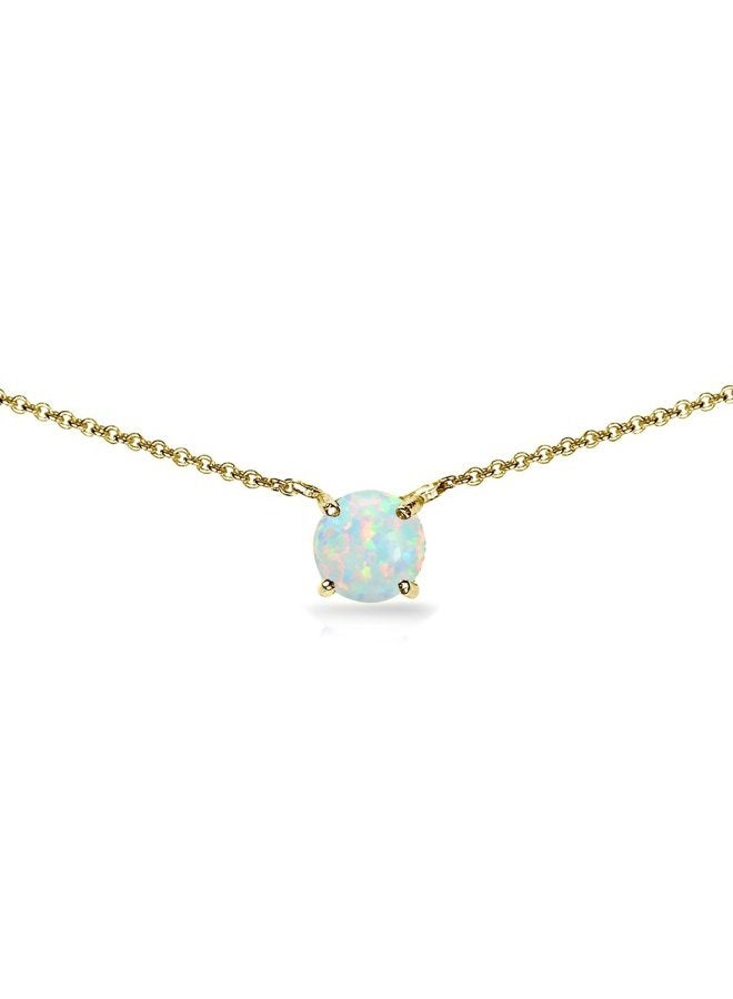 B. BRILLIANT GemStar USA Sterling Silver Genuine, Simulated or Created Gemstone 7mm Round-cut Dainty Choker Necklace - Image 1