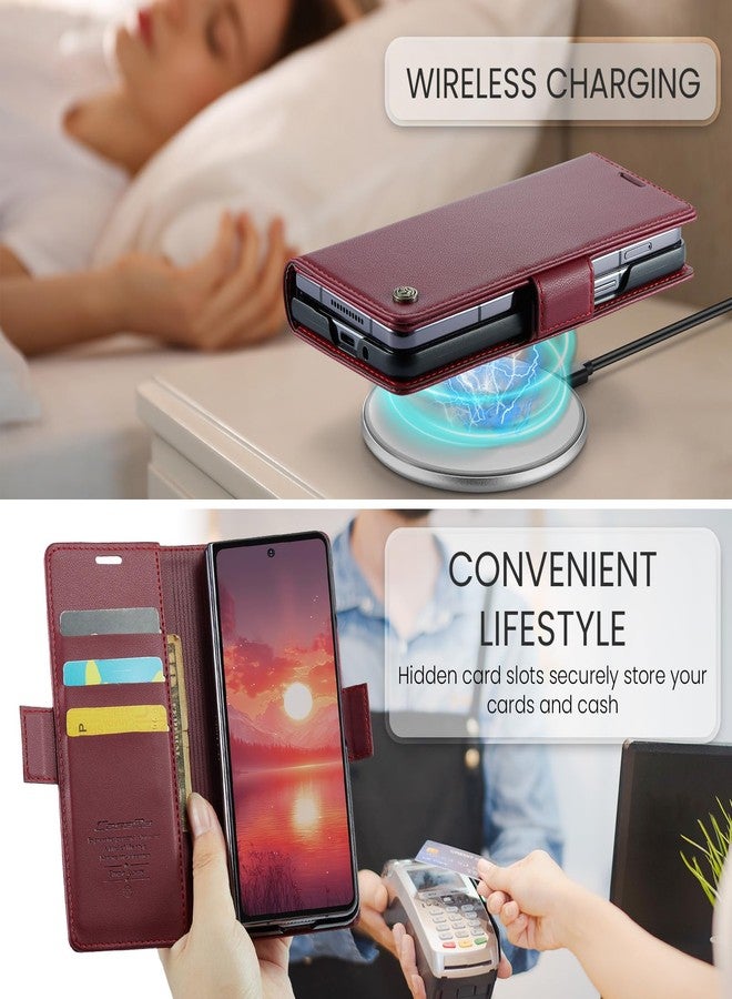 Rerzoiro for Samsung Galaxy Z Fold 7 Case, Premium PU Leather Wallet Case Flip Cover with [RFID Blocking][Card Holder][Stand Function] Shockproof Protective for Samsung Galaxy Z Fold 7, Red - Image 4