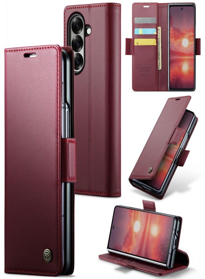 Rerzoiro for Samsung Galaxy Z Fold 7 Case, Premium PU Leather Wallet Case Flip Cover with [RFID Blocking][Card Holder][Stand Function] Shockproof Protective for Samsung Galaxy Z Fold 7, Red - Image 1