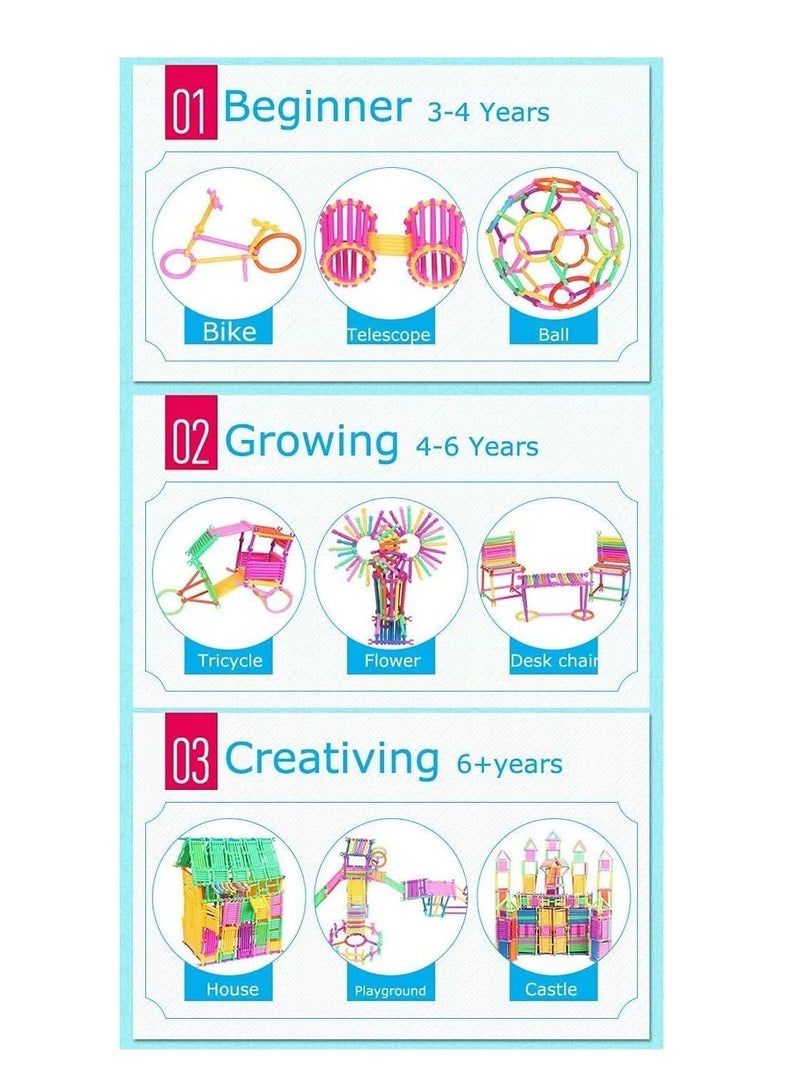 500 PCS Building Toy Building Blocks Bars Different Shape Educational Construction Engineering Set 3D Puzzle Interlocking Creative Connecting Kit Building Construction Toys A Great STEM Toy - Image 5