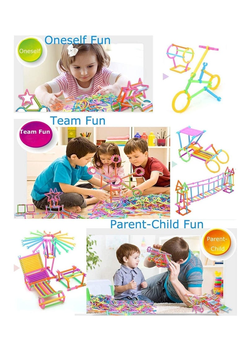 500 PCS Building Toy Building Blocks Bars Different Shape Educational Construction Engineering Set 3D Puzzle Interlocking Creative Connecting Kit Building Construction Toys A Great STEM Toy - Image 4