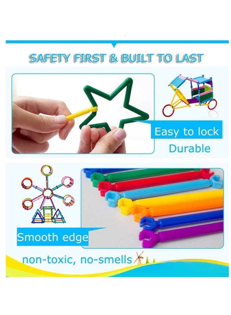 500 PCS Building Toy Building Blocks Bars Different Shape Educational Construction Engineering Set 3D Puzzle Interlocking Creative Connecting Kit Building Construction Toys A Great STEM Toy - Image 2