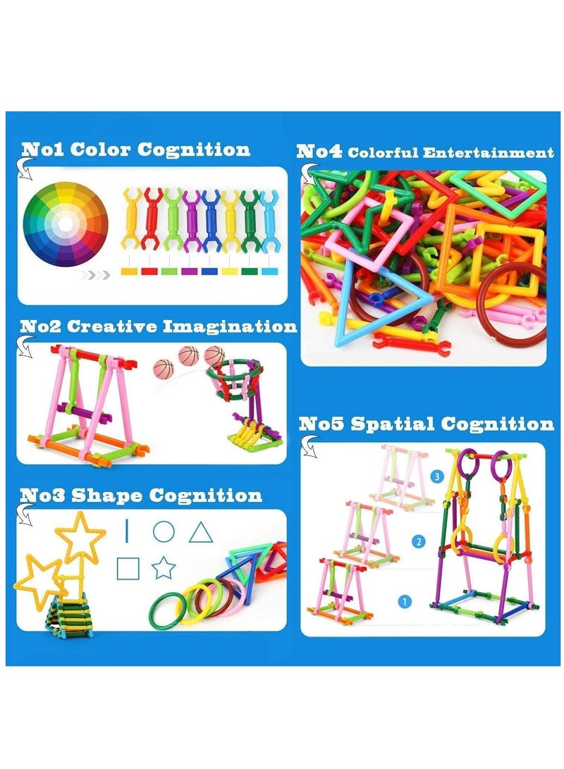 500 PCS Building Toy Building Blocks Bars Different Shape Educational Construction Engineering Set 3D Puzzle Interlocking Creative Connecting Kit Building Construction Toys A Great STEM Toy - Image 3