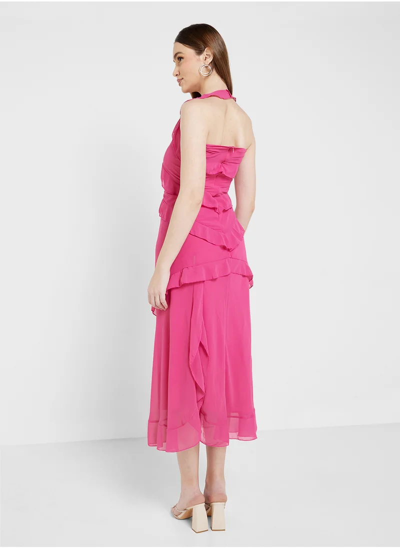 ايلا One Shoulder Ruffled Dress