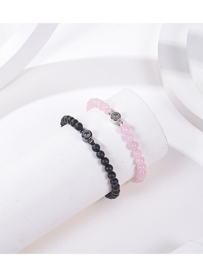 HS 2PCS Magnetic Couple Bracelets Matching Heart Charms Adjustable Relationship Distance Connecting Bracelets, Two-Wire Strong Couples Friendship Bracelet Beads Gifts For His And Her - Image 4