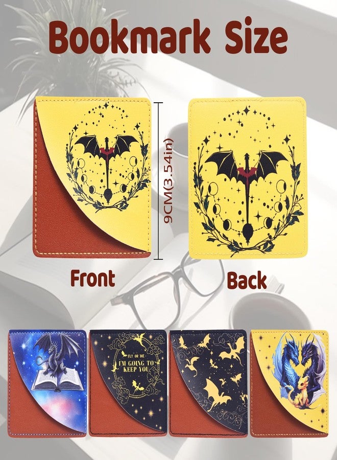 LParkin LPaikin 5PCS Fourth Wing Dragon Corner Bookmarks for Men Women, PU Leather Book Accessories for Dragon Book Lovers, Perfect Bookworm Gifts for Adults Kids Birthday - Image 2