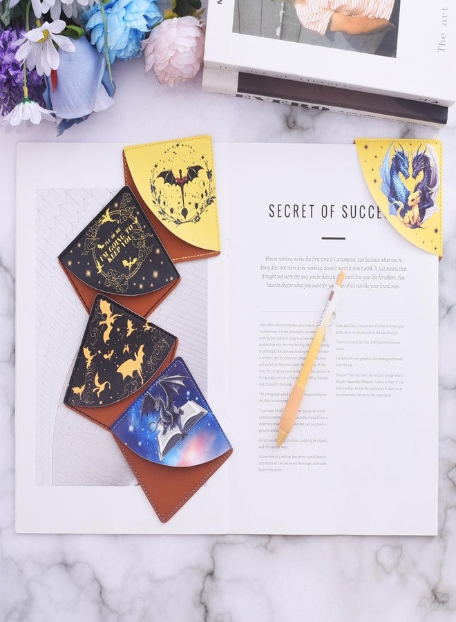 LParkin LPaikin 5PCS Fourth Wing Dragon Corner Bookmarks for Men Women, PU Leather Book Accessories for Dragon Book Lovers, Perfect Bookworm Gifts for Adults Kids Birthday - Image 4