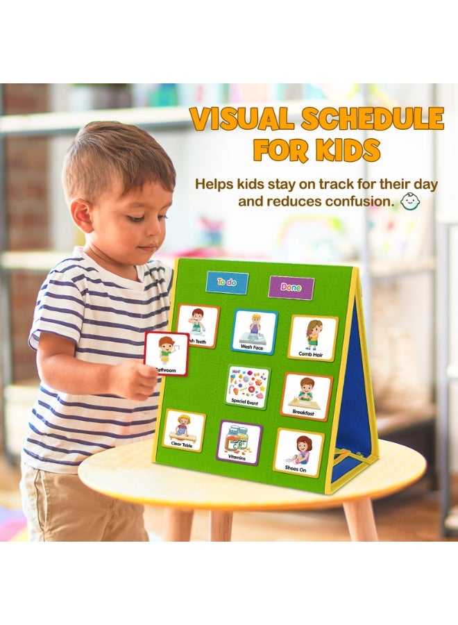 Large Visual Schedule for Kids Chore Reward Chart,Bedtime Routine Chart for Toddlers,Double Side Weekly Planner Board with 109 Cards for Home School Planner,Autism Learning Materials. - Image 2