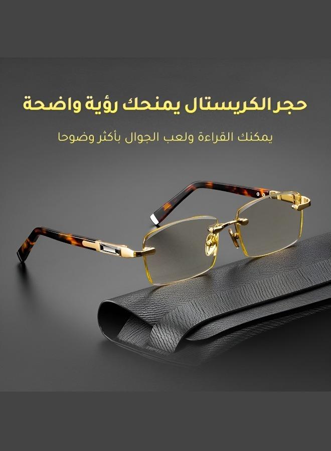 نظارات قراءة عالية الوضوح بقصّة الماس – إطار معدني كلاسيكي، خفيفة الوزن وحماية من الأشعة فوق البنفسجية، مناسبة للجنسين - Image 5
