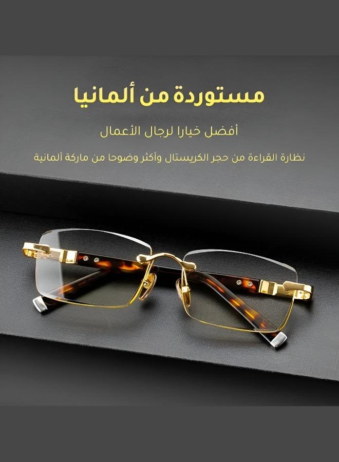 نظارات قراءة عالية الوضوح بقصّة الماس – إطار معدني كلاسيكي، خفيفة الوزن وحماية من الأشعة فوق البنفسجية، مناسبة للجنسين - Image 4
