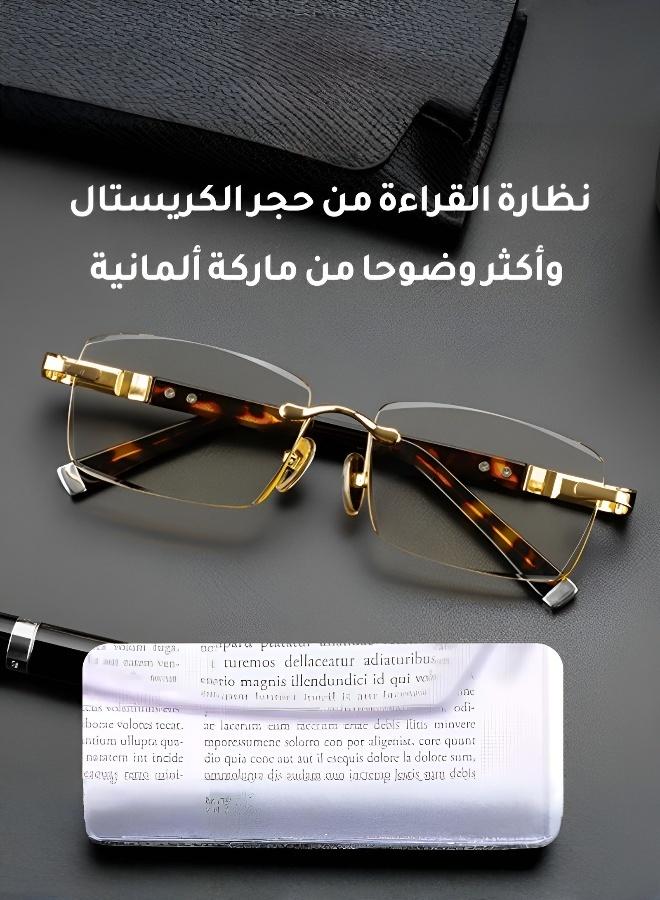 نظارات قراءة عالية الوضوح بقصّة الماس – إطار معدني كلاسيكي، خفيفة الوزن وحماية من الأشعة فوق البنفسجية، مناسبة للجنسين - Image 2