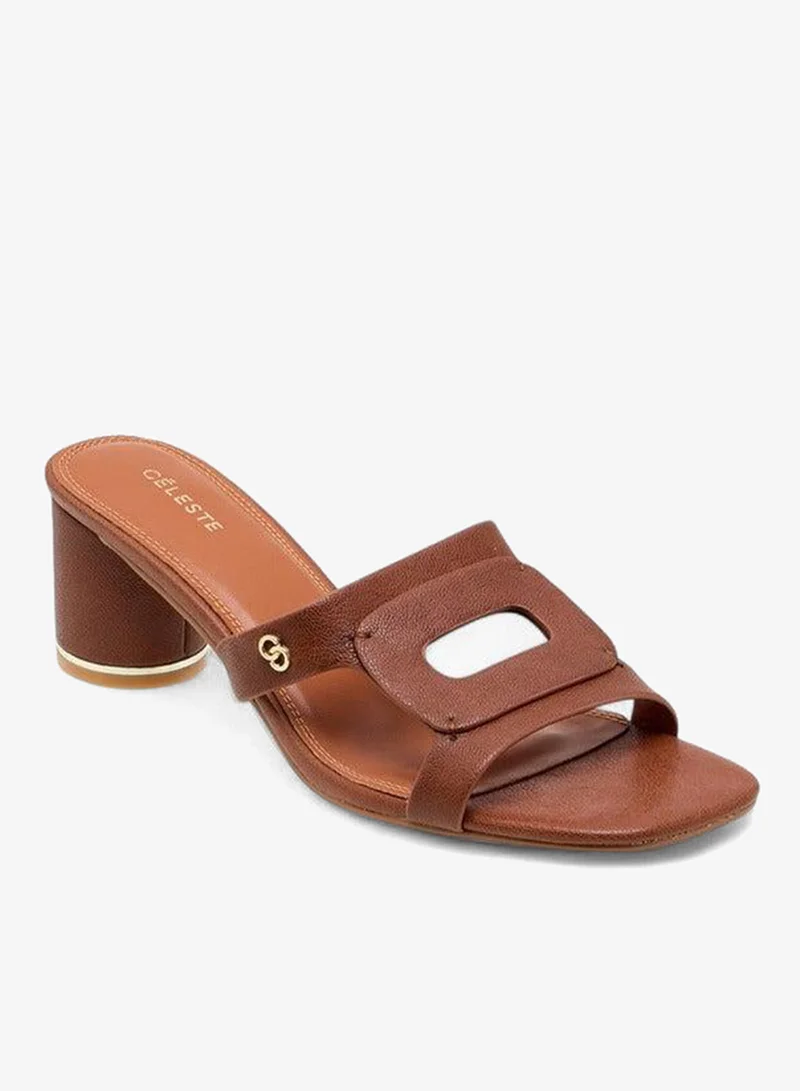 سيليست صنادل نسائية سهلة الارتداء بكعب عريض وملمس مميز