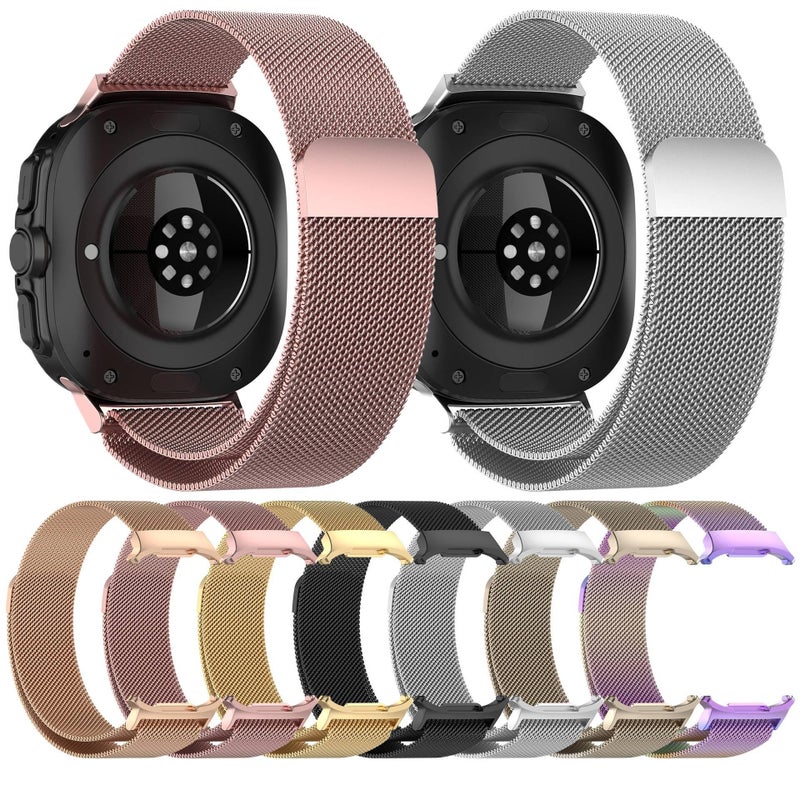 SK سوار ساعة ذكية سوار معدني من الستانلس ستيل متوافق مع Samsung Galaxy Watch Ultra بملاءمة قابلة للتعديل وحزام بديل للاستخدام اليومي باللون وردي قابل للتعديل باللون الوردي - Image 3
