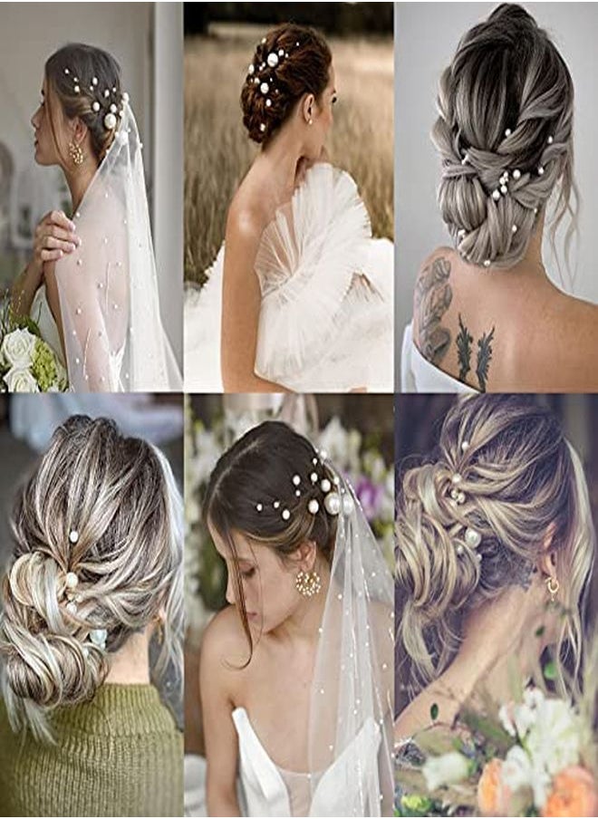 Messen Ces Wedding Pearl Hair Pins For Brides Bridal Elegant Pearl Rhinestones Hair Pins Updos Hair Piece Hair Accessories For Brides Bridesmaid Women (Gold)  - Image 2