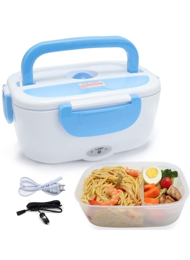 Electric Lunch Box 2 in 1, Portable Food Warmer Heating,Food-Grade Container, 12V 110V 40W Adapter, Car Truck Home Work Use, Spoon and 2 Compartments Included - Image 1