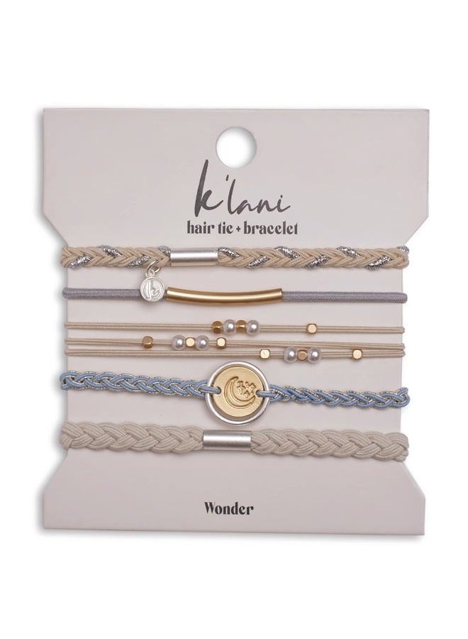 K'lani Hair Tie Bracelets for Women - Dual-Use Bracelet and Hair Tie - Stylish Ponytail Hair Accessories - (Wonder) Set of 5 - (M) - Image 1