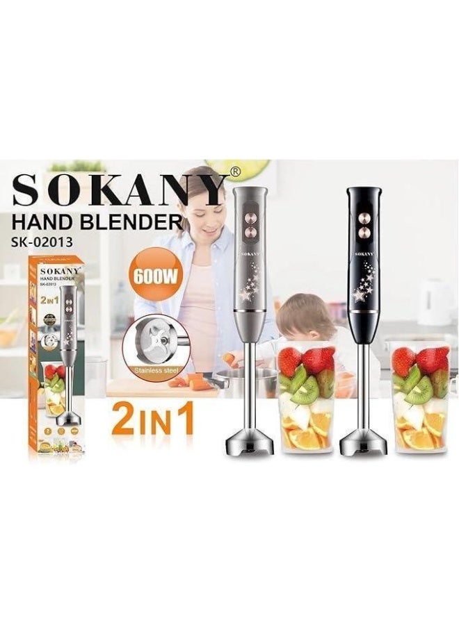 Sokany Hand Blender (600W) with Multi-Color Mixing Cup - Image 1