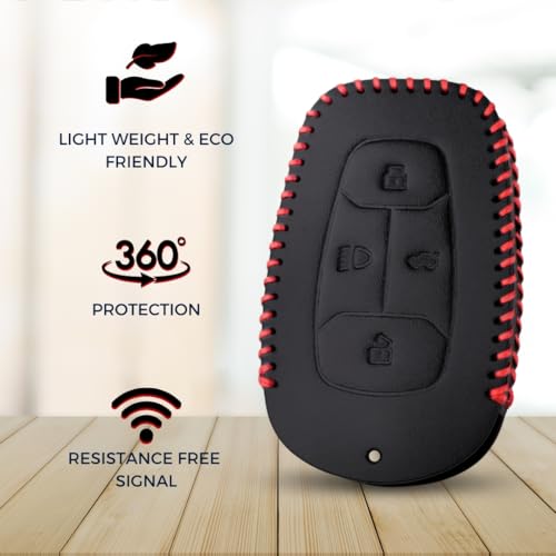 KEYCEPT Classic Leather Key Cover for Tata Nexon | Altroz | Harrier | Punch | EV | Safari and Facelift 4 Button Smart Key with Keychain. (Type 2) - Image 4