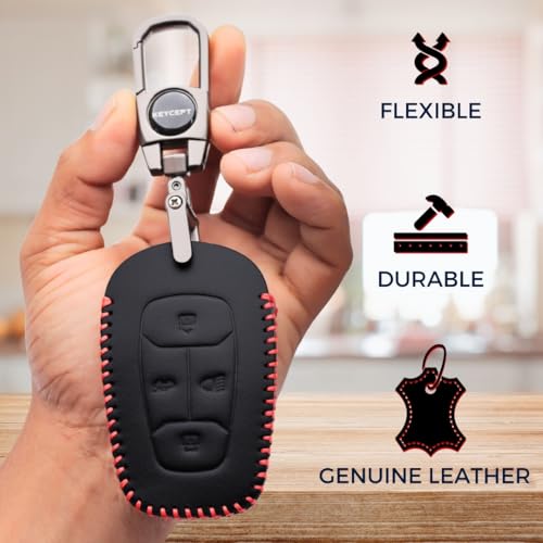 KEYCEPT Classic Leather Key Cover for Tata Nexon | Altroz | Harrier | Punch | EV | Safari and Facelift 4 Button Smart Key with Keychain. (Type 2) - Image 3