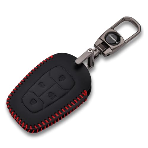 KEYCEPT Classic Leather Key Cover for Tata Nexon | Altroz | Harrier | Punch | EV | Safari and Facelift 4 Button Smart Key with Keychain. (Type 2) - Image 1