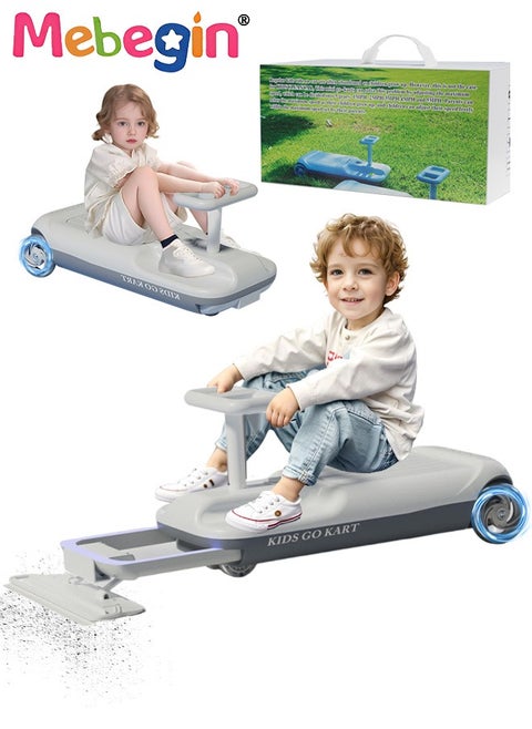 Electric Ride on Toy with Flashing Wheels and Cleaning Function, Toddler Safe Durable Swing Car with Large Storing Space and Low Base, Ride on Wiggle Car, Suitable for Indoor and Outdoor Use
