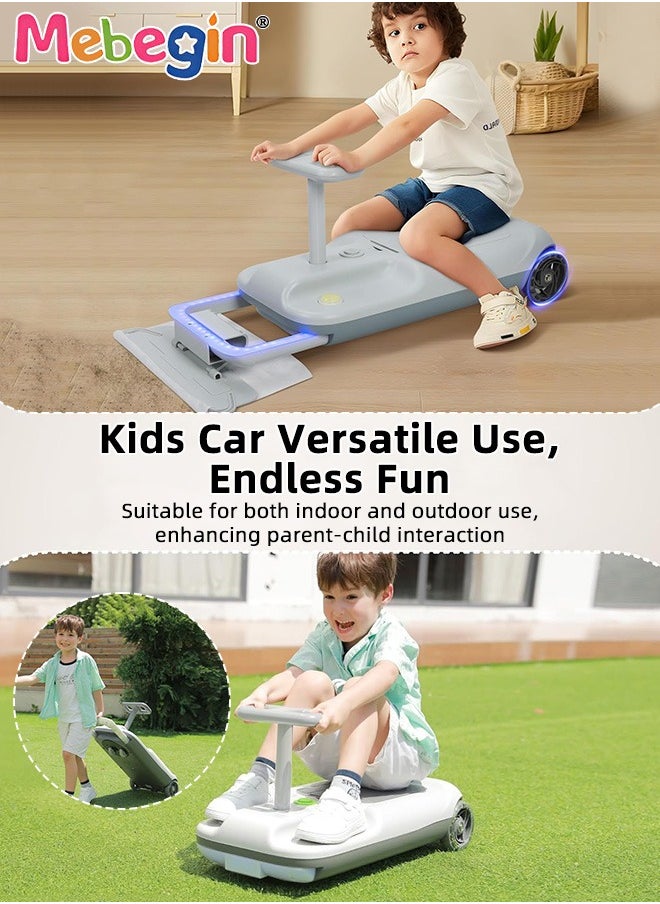 Electric Ride on Toy with Flashing Wheels and Cleaning Function, Toddler Safe Durable Swing Car with Large Storing Space and Low Base, Ride on Wiggle Car, Suitable for Indoor and Outdoor Use