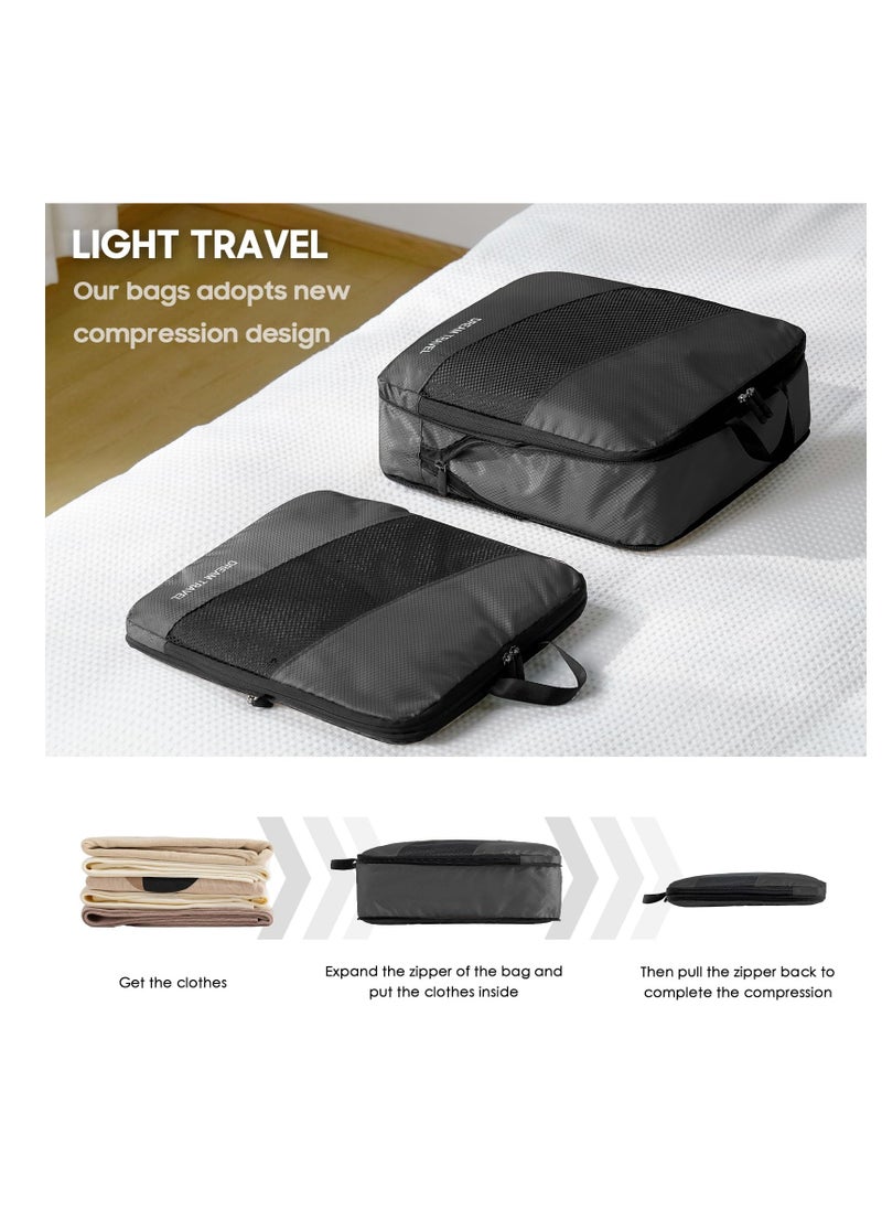 SYOSI - Packing Cubes for Travel, 6 Pcs Lightweight Luggage Organizer Bag Travel Cubes, Durable Travel Bags, Foldable Suitcase Bags Set for Travel Accessories and Essentials, Black - Image 1