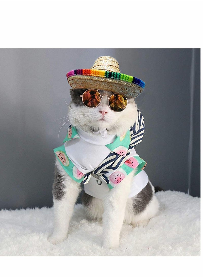 KASTWAVE Dog Sombrero Hat, Cat Mexican Hats Mini Straw with Multicolor TrimSombrero Party Hats for Small Pets/Puppy/Cat  - Image 3