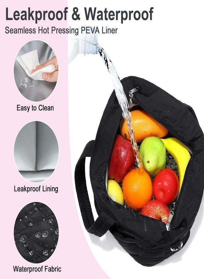 LOIDOU Lunch Box for Women Girls Insulated Lunch Bag Large Lunch Tote Bag Cute Lunchbox Cooler Bag for Work Travel Picnic (Black) - Image 4
